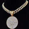 Men Hip Hop Lucky number seven Pendant Necklace with 13mm Miami Cuban Chain Iced Out Bling Hiphop Necklaces Jewelry