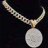 Men Hip Hop Lucky number seven Pendant Necklace with 13mm Miami Cuban Chain Iced Out Bling Hiphop Necklaces Jewelry