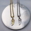 Men Hip Hop Necklace Gold Stainless Steel Feather Pendant 3mm Rope Chain Street Angel Wings Twist Chain Jewelry