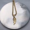 Men Hip Hop Necklace Gold Stainless Steel Feather Pendant 3mm Rope Chain Street Angel Wings Twist Chain Jewelry