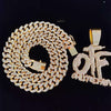 Men Hip Hop ONLY THE FAM Letters Pendant Necklace with 13mm Miami Cuban Chain Iced Out Bling HipHop Necklaces Male Jewelry