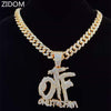 Men Hip Hop ONLY THE FAM Letters Pendant Necklace with 13mm Miami Cuban Chain Iced Out Bling HipHop Necklaces Male Jewelry