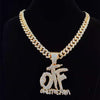 Men Hip Hop ONLY THE FAM Letters Pendant Necklace with 13mm Miami Cuban Chain Iced Out Bling HipHop Necklaces Male Jewelry