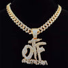 Men Hip Hop ONLY THE FAM Letters Pendant Necklace with 13mm Miami Cuban Chain Iced Out Bling HipHop Necklaces Male Jewelry