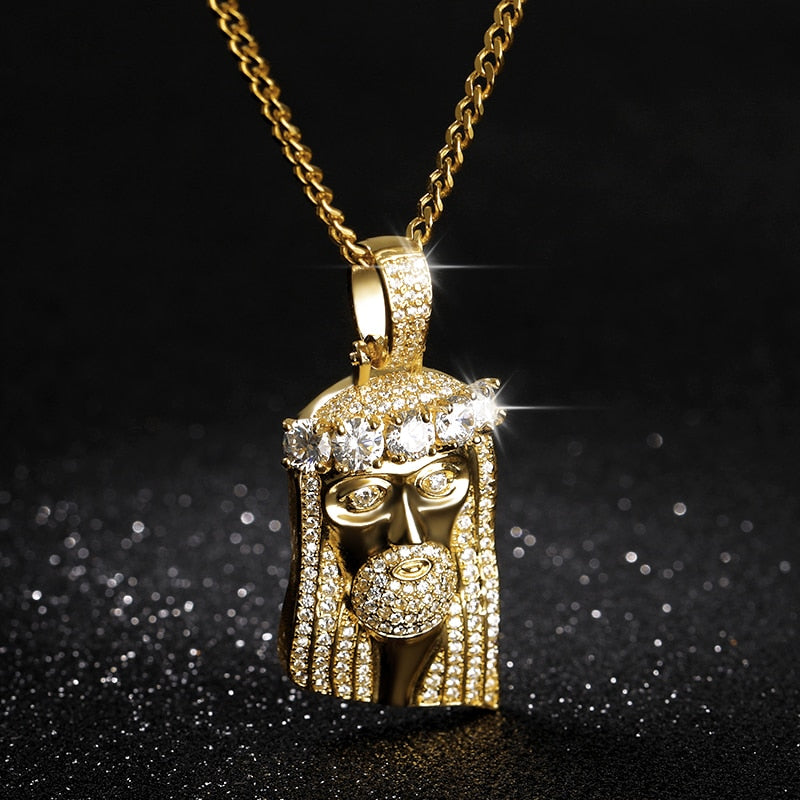 Men Hip Hop Rapper Popular Jewelry Necklace Cleopatra Religious Jesus Portrait Pendant Necklace For Women Stainless Steel Chain