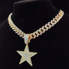 Men Hip Hop five-pointed star Pendant Necklace with 13mm Miami Cuban Chain Iced Out Bling HipHop Necklaces Male Jewelry