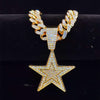 Men Hip Hop five-pointed star Pendant Necklace with 13mm Miami Cuban Chain Iced Out Bling HipHop Necklaces Male Jewelry