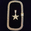 Men Hip Hop five-pointed star Pendant Necklace with 13mm Miami Cuban Chain Iced Out Bling HipHop Necklaces Male Jewelry