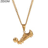 Men Hip hop Football Shoes Soccer Pendant Necklaces Stainless Steel male charm pendants necklace HipHop jewelry gifts
