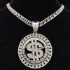Men Hip hop Iced out Bling Rotatable Dollar Pendant Necklace 13mm Width Cuban Chain Hiphop Necklaces Charm jewelry