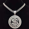 Men Hip hop Iced out Bling Rotatable Dollar Pendant Necklace 13mm Width Cuban Chain Hiphop Necklaces  Charm jewelry
