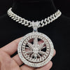 Men Hip hop Iced out Bling Rotatable Maple Leaf Pendant Necklace 13mm crystal Cuban Chain Hiphop Necklaces Charm jewelry