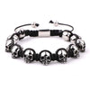 Men Jewelry Bracelet Stainless Steel Skull Braided Wrap Beads Bracelet For Men