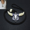 Men Necklace Wolf  Teeth Bull Ox Head Skull Pendant  Real Tooth  Charm Necklace Vintage Jewelry