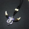 Men Necklace Wolf  Teeth Bull Ox Head Skull Pendant  Real Tooth  Charm Necklace Vintage Jewelry