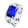 Men Ring With Sapphire Zircon Emerald Vintage Design Gracious  Inlaid Male Jewelry Party Wedding Adjustable Rings