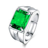 Men Ring With Sapphire Zircon Emerald Vintage Design Gracious  Inlaid Male Jewelry Party Wedding Adjustable Rings