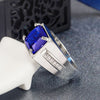 Men Ring With Sapphire Zircon Emerald Vintage Design Gracious  Inlaid Male Jewelry Party Wedding Adjustable Rings