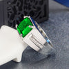 Men Ring With Sapphire Zircon Emerald Vintage Design Gracious  Inlaid Male Jewelry Party Wedding Adjustable Rings