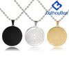 Men Spanish Lord's Prayer Pendant Necklace Gold Black Silver Color Round Jewerly 60 CM Chain