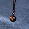 Men Tiger Eye Stone Lucky Pendant Necklaces for Women Rope Chain Braided Obsidian Vintage Ethnic Style Jewelry Gifts