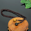 Men Tiger Eye Stone Lucky Pendant Necklaces for Women Rope Chain Braided Obsidian Vintage Ethnic Style Jewelry Gifts