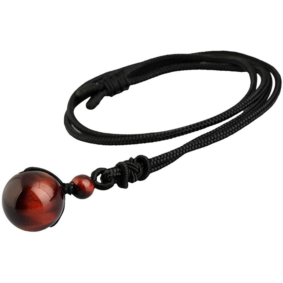 Men Tiger Eye Stone Lucky Pendant Necklaces for Women Rope Chain Braided Obsidian Vintage Ethnic Style Jewelry Gifts