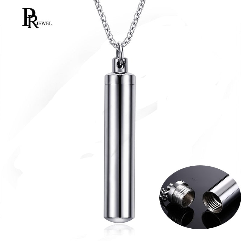 Men Woman Capsule Necklace Openable Cylindrical Pill Case Pendants Stainless Steel Remembrance Gift Jewelry