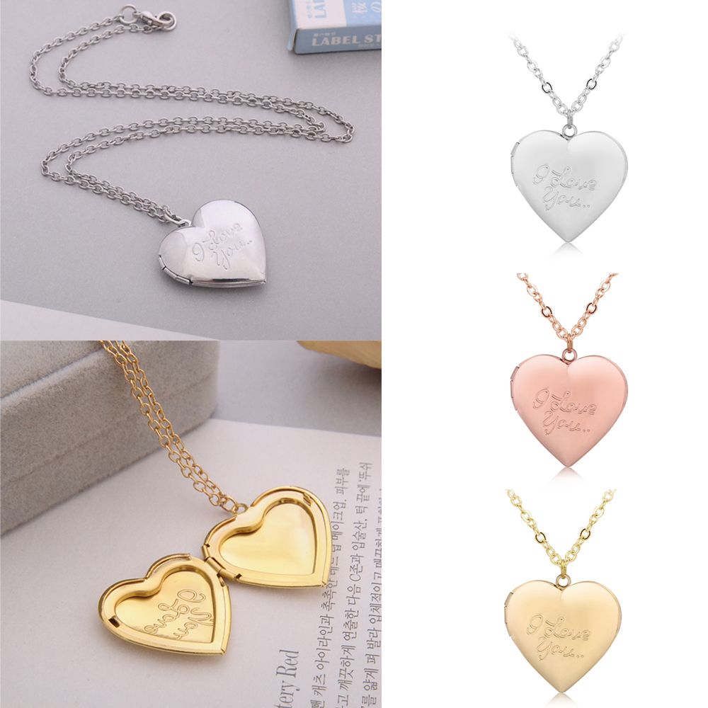 Men Women Friend Jewelry Chain Heart Shaped Necklace Photo Picture Locket Pendant