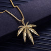 Men Women Golden Color Hemp Leaf Pendants Necklace Chains Hip Hop Bling Jamaica Esserteauiana Jewelry Necklaces