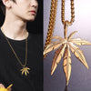Men Women Golden Color Hemp Leaf Pendants Necklace Chains Hip Hop Bling Jamaica Esserteauiana Jewelry Necklaces