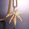 Men Women Golden Color Hemp Leaf Pendants Necklace Chains Hip Hop Bling Jamaica Esserteauiana Jewelry Necklaces