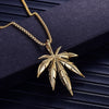 Men Women Golden Color Hemp Leaf Pendants Necklace Chains Hip Hop Bling Jamaica Esserteauiana Jewelry Necklaces
