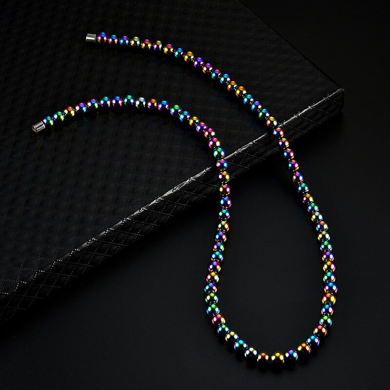 Men Women Hematite Necklace Multicolor Beads Magnetic Therapy Care Natural Stone Necklaces Jewelry Gift NIN668