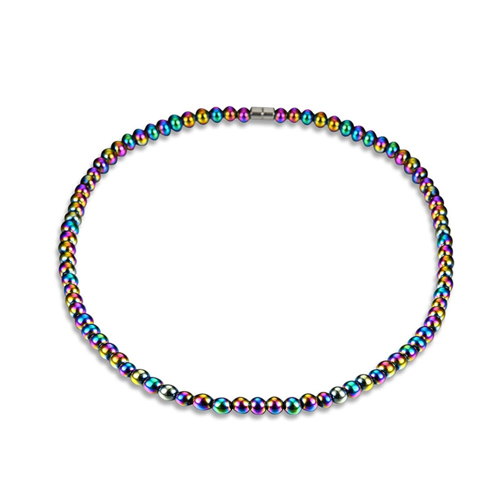 Men Women Hematite Necklace Multicolor Beads Magnetic Therapy Care Natural Stone Necklaces Jewelry Gift NIN668