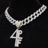 Men Women Hip Hop 4PF Letter Pendant Necklace Miami Cuban Chain Iced Out Bling Bling HipHop Necklaces Charm Jewelry