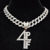Men Women Hip Hop 4PF Letter Pendant Necklace Miami Cuban Chain Iced Out Bling Bling HipHop Necklaces Charm Jewelry