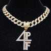 Men Women Hip Hop 4PF Letter Pendant Necklace Miami Cuban Chain Iced Out Bling Bling HipHop Necklaces Charm Jewelry