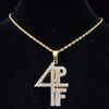 Men Women Hip Hop 4PF Letter Pendant Necklace Miami Cuban Chain Iced Out Bling Bling HipHop Necklaces Charm Jewelry