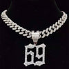 Men Women Hip Hop 6ix9ine Rapper Pendant Necklace with 13mm Miami Cuban Chain Iced Out Bling HipHop Necklaces Jewelry