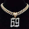 Men Women Hip Hop 6ix9ine Rapper Pendant Necklace with 13mm Miami Cuban Chain Iced Out Bling HipHop Necklaces Jewelry