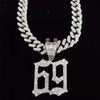 Men Women Hip Hop 6ix9ine Rapper Pendant Necklace with 13mm Miami Cuban Chain Iced Out Bling HipHop Necklaces Jewelry