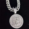 Men Women Hip Hop 6ix9ine Round Pendant Necklace Miami Cuban Chain Iced Out Bling Bling HipHop Necklaces Charm Jewelry