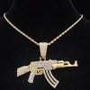 Men Women Hip Hop AK47 Gun Pendant Necklace with 13mm Cuban Chain HipHop Iced Out Bling Bling Necklaces Charm Jewelry