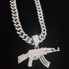 Men Women Hip Hop AK47 Gun Pendant Necklace with 13mm Cuban Chain HipHop Iced Out Bling Bling Necklaces Charm Jewelry