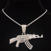 Men Women Hip Hop AK47 Gun Pendant Necklace with 13mm Cuban Chain HipHop Iced Out Bling Bling Necklaces Charm Jewelry