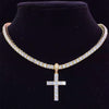 Men Women Hip Hop Cross Pendant Necklace with 4mm Zircon Tennis Chain Iced out Bling Necklaces HipHop Jewelry Gift