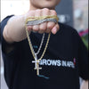 Men Women Hip Hop Cross Pendant Necklace with 4mm Zircon Tennis Chain Iced out Bling Necklaces HipHop Jewelry Gift A++