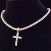 Men Women Hip Hop Cross Pendant Necklace with 4mm Zircon Tennis Chain Iced out Bling Necklaces HipHop Jewelry Gift