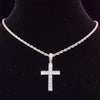 Men Women Hip Hop Cross Pendant Necklace with 4mm Zircon Tennis Chain Iced out Bling Necklaces HipHop Jewelry Gift